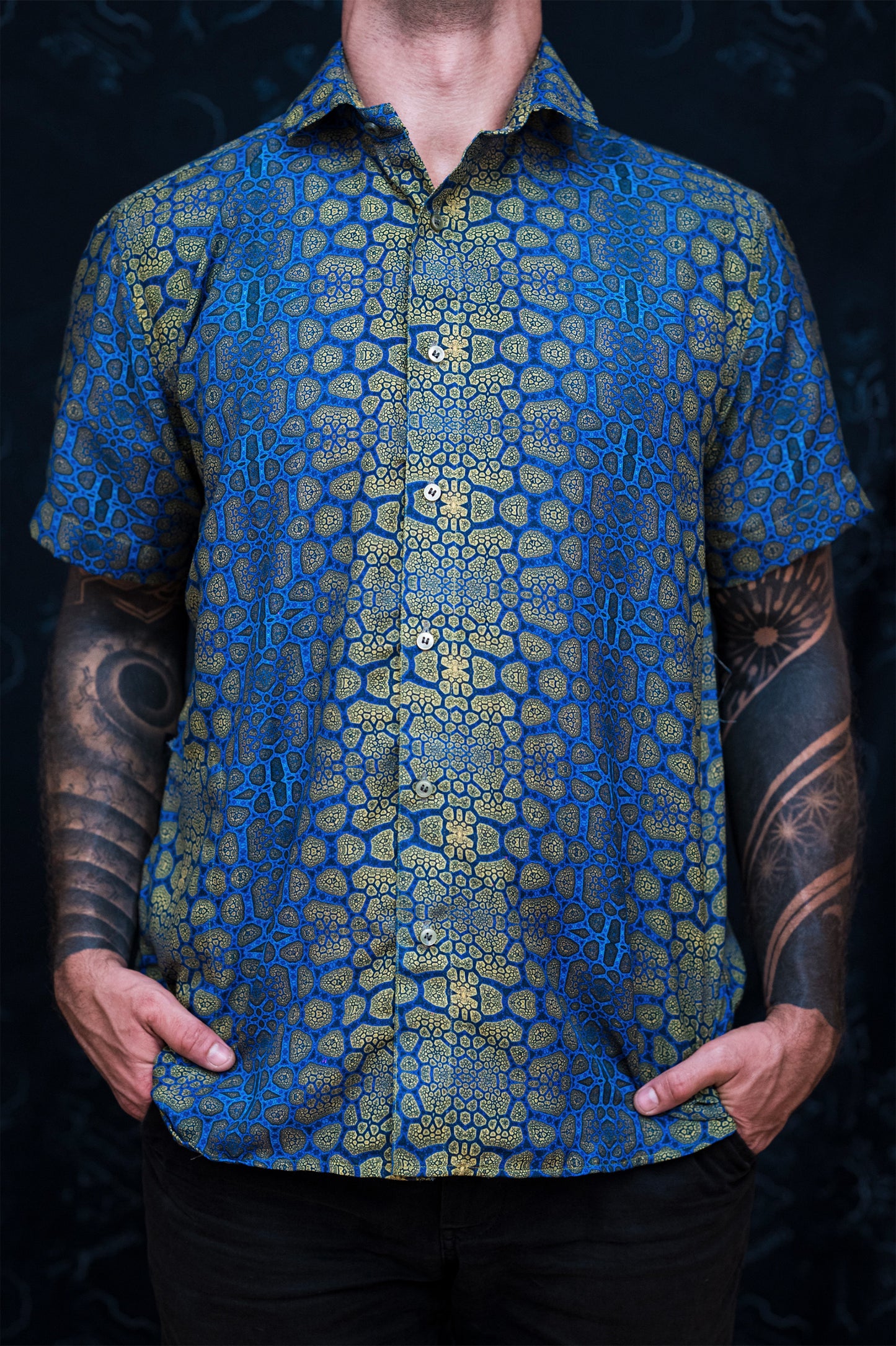 Blue Chained Fractals ✧ Cotton Shirt